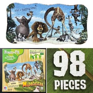 Foam-Fit Madagascar Puzzle | 98 Pieces | Hasbro/Wrebbit | 100% Complete 24”x12”